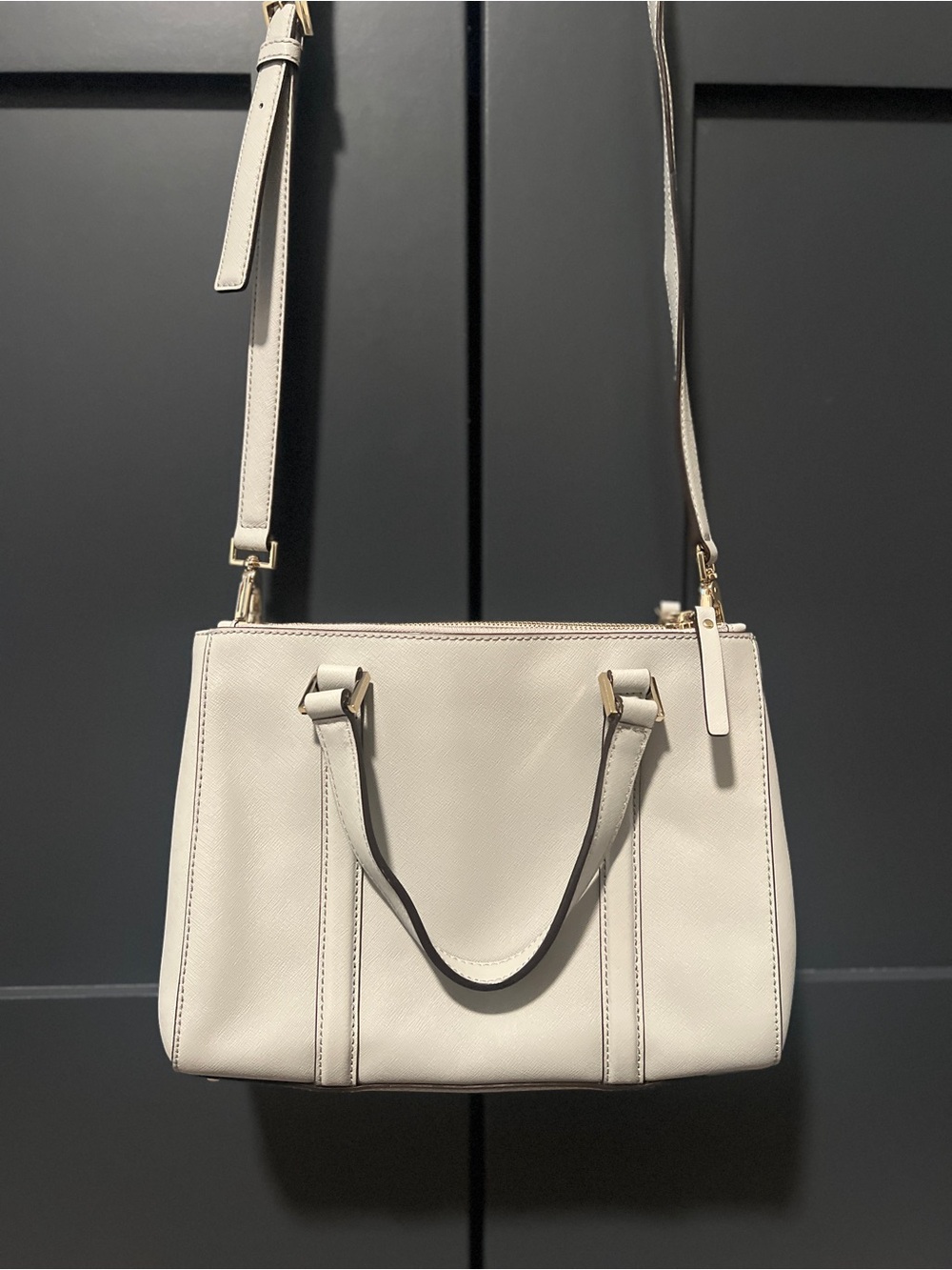 NWOT Kate Spade Saffiano Newbury Lane satchel/crossbody bag light gray - Picture 3 of 12